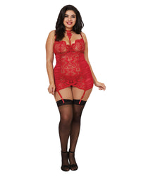 Plus Size Underwire Venice Lace Garter Slip With Ruched Sides Garter Slip Dreamgirl International 