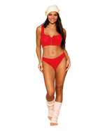 Rib-Knit Sleepwear Bralette and Panty Set with Ruffled Lace Elastic Trim Bralette set Dreamgirl 