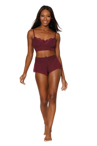 Rib-knit sleepwear bralette and short set with lace inset details Lingerie Dreamgirl International 