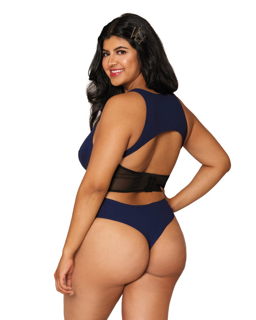Rib knit sleepwear teddy with high neck and racer-back styling detail lingerie Dreamgirl International 