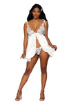 Satin and eyelash lace babydoll and matching G-string set Lingerie Dreamgirl International 