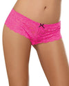 Satin Bow Crotchless Boyshort Panty Dreamgirl International S Hot Pink 