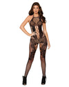 Seamless baroque lace and fishnet bodystocking with open crotch and fence-net design details Lingerie Dreamgirl International 