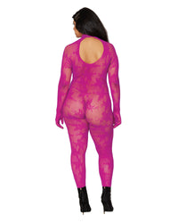 Seamless floral knitted fishnet catsuit bodystocking Lingerie Dreamgirl International 
