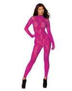 Seamless floral knitted fishnet catsuit bodystocking lingerie Dreamgirl International 