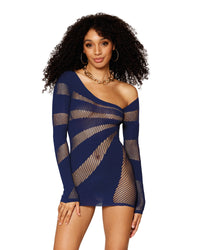 Seamless long-sleeve chemise with asymmetrical neckline lingerie Dreamgirl International OS Nocturnal