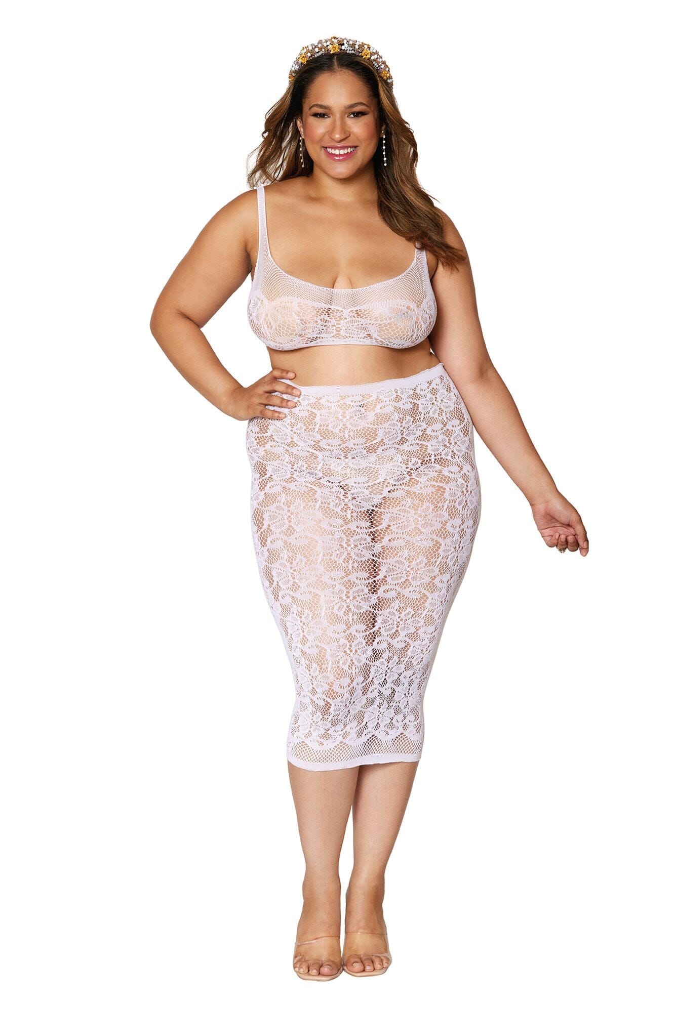 Dreamgirl Seamless lace bralette and slip skirt