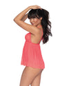 Sheer Babydoll & Thong Set with Stretch Mesh Skirt Dreamgirl International 