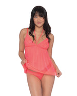 Sheer Babydoll & Thong Set with Stretch Mesh Skirt Dreamgirl International 