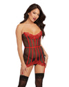 Sheer Mesh Garter Slip Set with Satin Seaming Details Dreamgirl International 