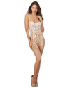 Sheer Nude Stretch Mesh Teddy with Contrasting Embroidery Teddy Dreamgirl International 