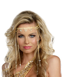 Shimmering Rhinestone Headpiece Headpiece Dreamgirl Costume One Size Gold 