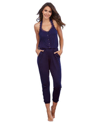 Soft Knit Jersey Sleepwear Jumpsuit with Lace T-Back Sleepwear Jumpsuit Dreamgirl International 