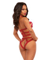Strappy Elastic Bralette & Garter Panty Set with Back Neck Closures Dreamgirl International 