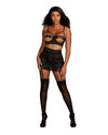 Strappy Elastic Open-Cup Underwire Bra & Garter Skirt Set Bra Set Dreamgirl International 