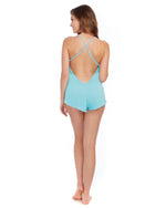 Stretch Jersey Romper with Stretch Galloon Lace Underbust Sleepwear Romper Dreamgirl International 
