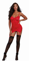 Stretch Lace and Mesh Garter Slip with Matching G-String Set Garter Slip Dreamgirl International 