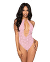 Stretch Lace Halter Teddy & Collar with T-Back & Removable Chain Details Teddy Dreamgirl International 