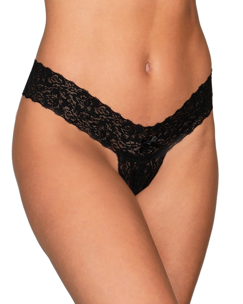 Stretch Lace Open Crotch Thong with Stretch Lace Waistband Panty Dreamgirl International 