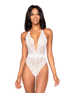 Stretch Lace Teddy with Removable Belt & Plunging Neckline Dreamgirl International 