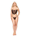 Stretch Mesh Bustier with Removable Feather Trim & G-String Set Bra Set Dreamgirl 