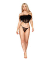 Stretch Mesh Bustier with Removable Feather Trim & G-String Set Bra Set Dreamgirl 
