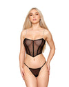 Stretch Mesh Bustier with Removable Feather Trim & G-String Set Bra Set Dreamgirl 