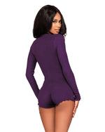 Stretch Rib Knit Sleepwear Romper with Plunge Neckline Sleepwear Romper Dreamgirl International 