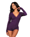 Stretch Rib Knit Sleepwear Romper with Plunge Neckline Sleepwear Romper Dreamgirl International 