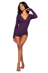 Stretch Rib Knit Sleepwear Romper with Plunge Neckline Sleepwear Romper Dreamgirl International 