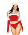 Stretch Velvet and Marabou Feather Trim Santa Bustier, Thong, and Gloves Set Bustier Dreamgirl 