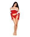 Stretch Velvet and Marabou Feather Trim Santa Bustier, Thong, and Gloves Set Bustier Dreamgirl 