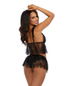 Stretch Velvet Camisole & Tap Panty Set w/ Eyelace Lace Camisole Dreamgirl International 