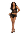 Stretch Velvet Camisole & Tap Panty Set w/ Eyelace Lace Camisole Dreamgirl International 