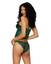 Stretch Velvet Corset and Panty Set with Lace Accents LINGERIE CORSET Dreamgirl International 