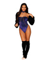 Stretch Velvet Teddy and Separate Collar with Draping Chain Detail Teddy Dreamgirl 