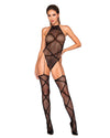 Tie Back Fishnet Garter Teddy Bodystocking with Halter Neckline Bodystocking Dreamgirl International 