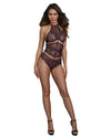 Unique 3-Piece-Look Lace Teddy with Eyelash Lace Trim Teddy Dreamgirl International 