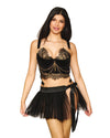 Velvet and Gold Lurex Lace Bustier and G-string Set Bustier Dreamgirl 