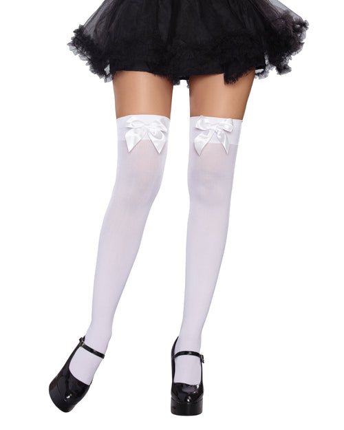Versatile Bow Top Stockings Costume Hosiery Dreamgirl Costume One Size White 