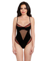 Women’s Velvet Garter Teddy w/ Red Flower Detail & Attached Tie-Back Garters Teddy Dreamgirl International 